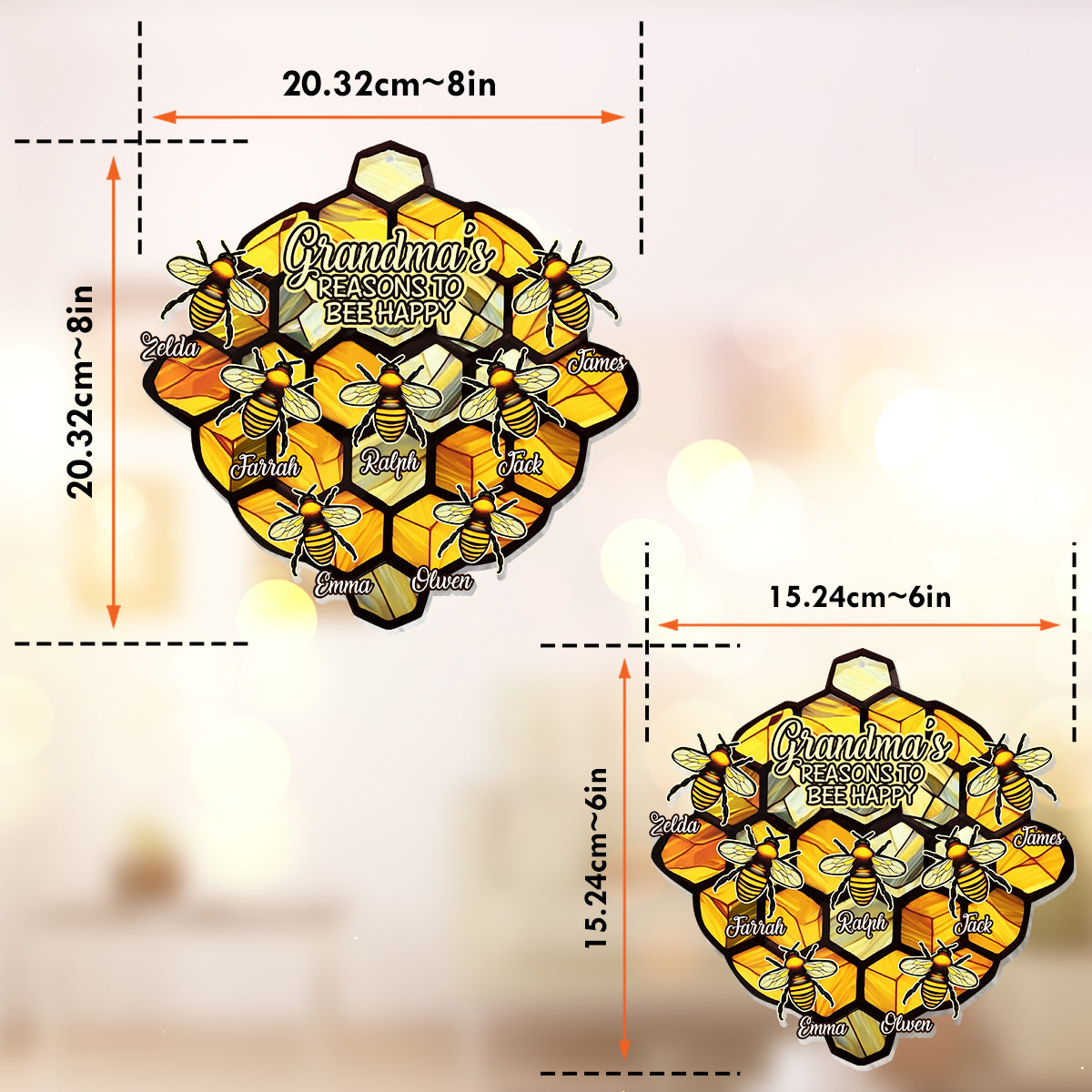 Grandma's Reasons To Be Happy - Personalized Grandma Window Hanging Suncatcher Ornament