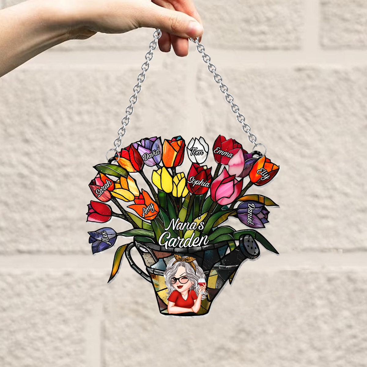 Grandma's Garden - Personalized Grandma Window Hanging Suncatcher Ornament