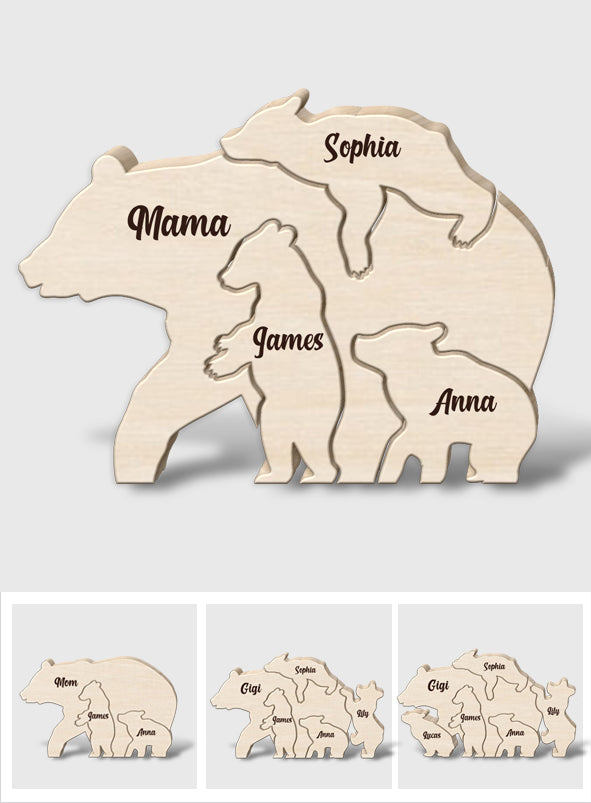 Mama Bear - Personalized Mother Shaped Wooden Puzzle