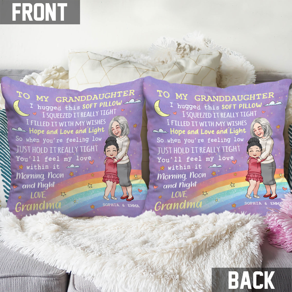 À ma fille/petite-fille/fils/petit-fils... - Coussin décoratif personnalisé pour grand-mère