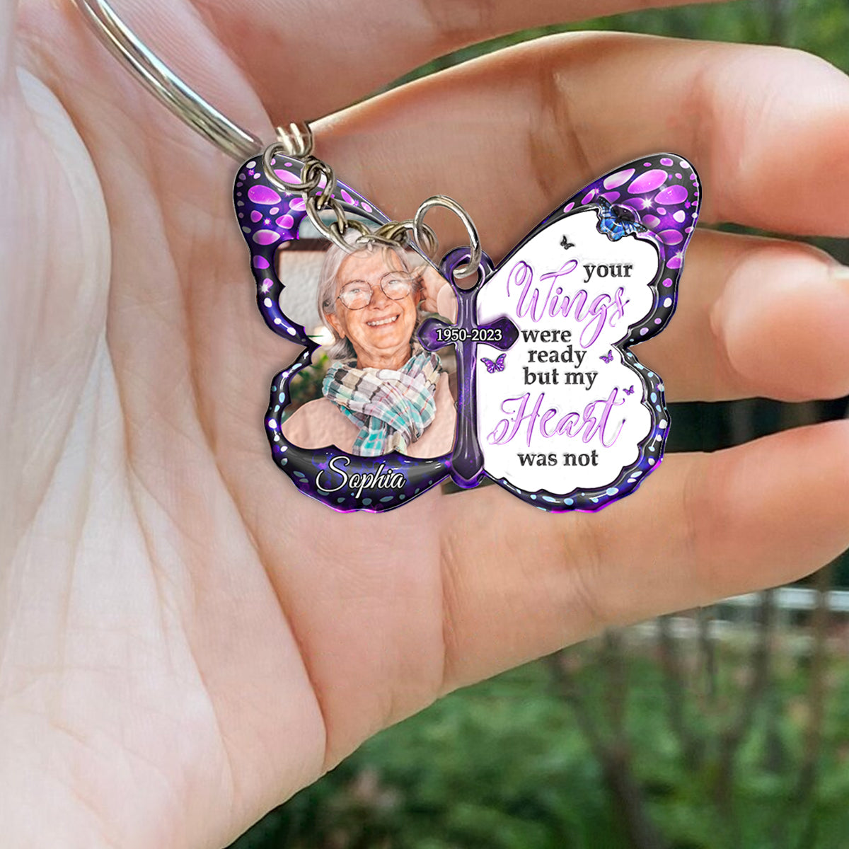 Your Wings Were Ready But My Heart Was Not - Personalized Memorial Keychain
