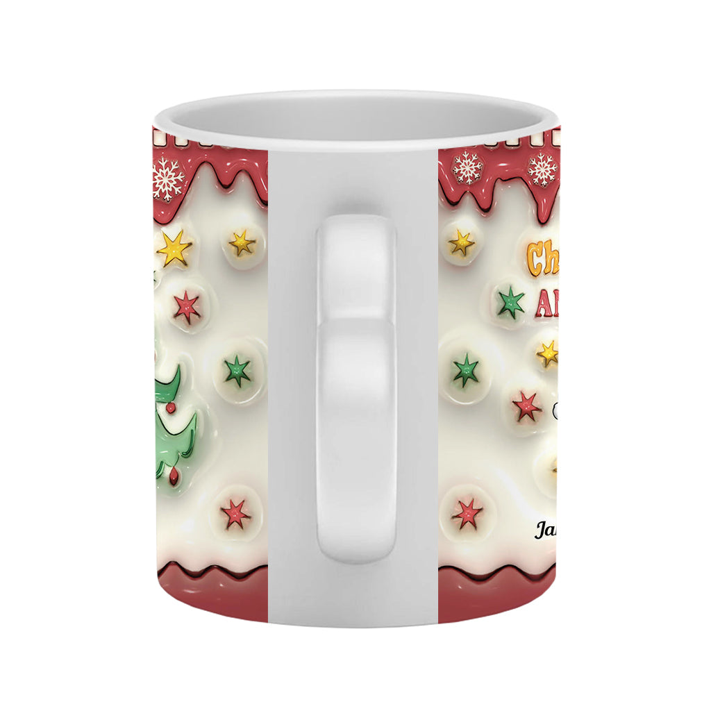 Christmas Is Coming - Personalized Couple Heart Handle Mug