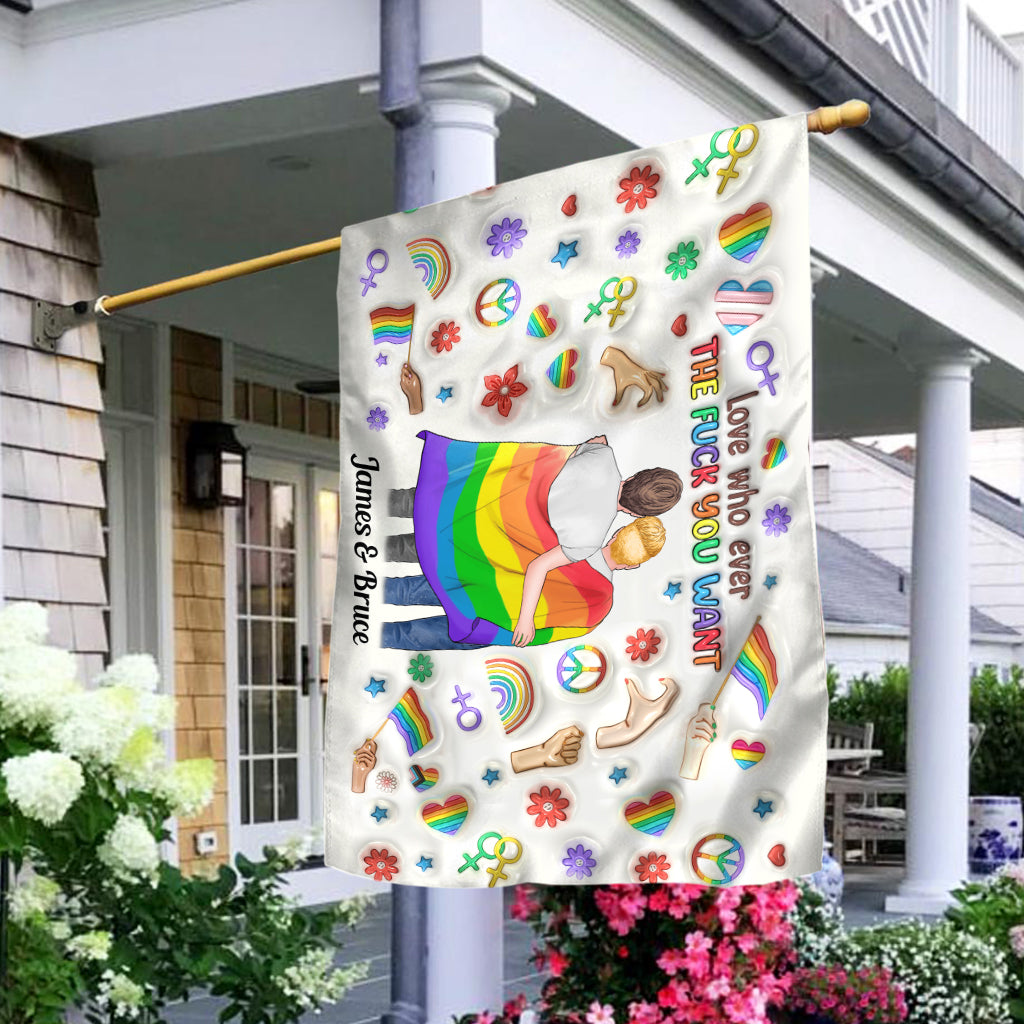 Aimez qui vous voulez - Drapeau de maison personnalisé pour le soutien LGBT
