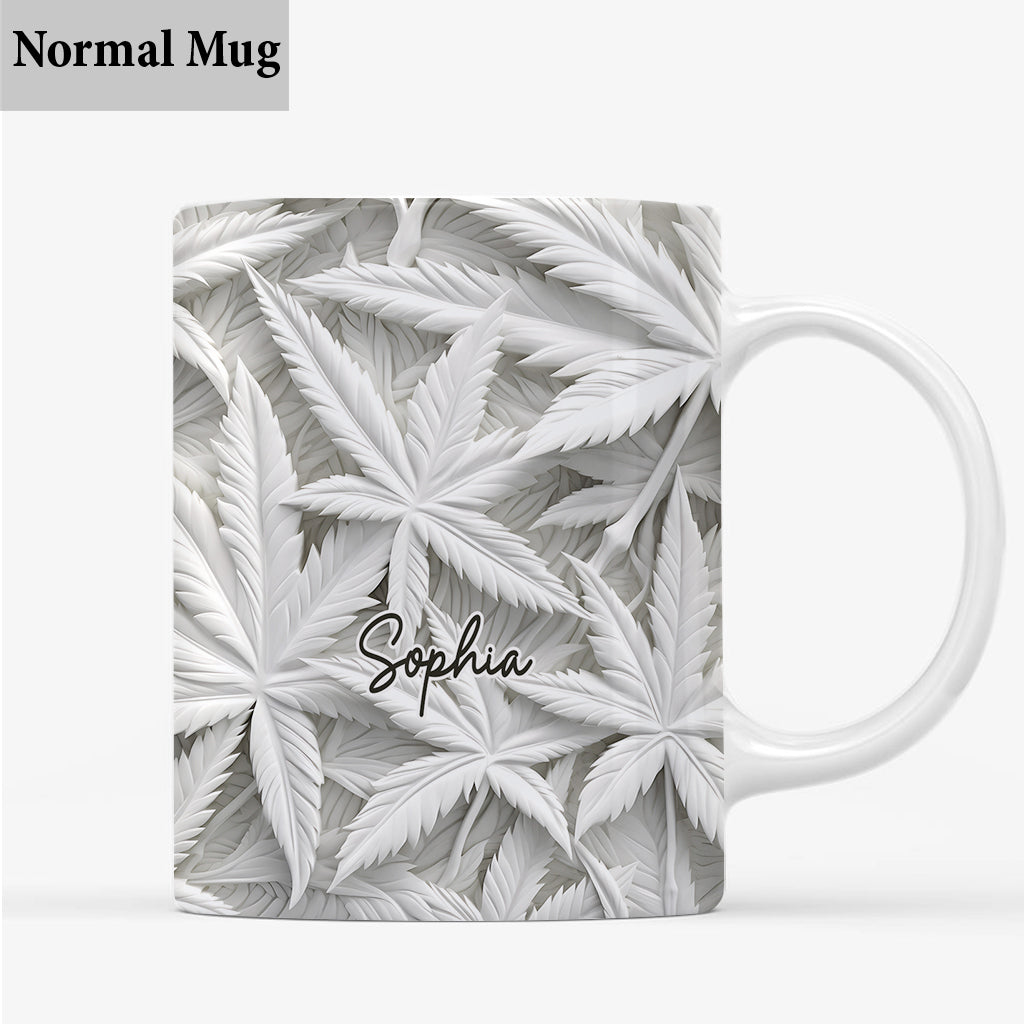 Feuilles blanches - Mug personnalisé sur le thème du cannabis