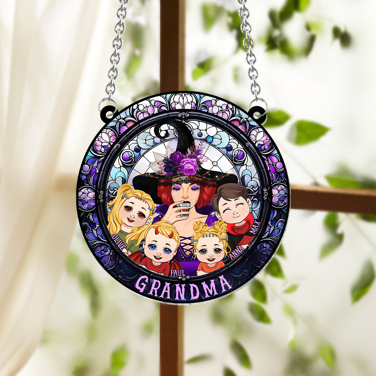 Grandma - Personalized Grandma Window Hanging Suncatcher Ornament