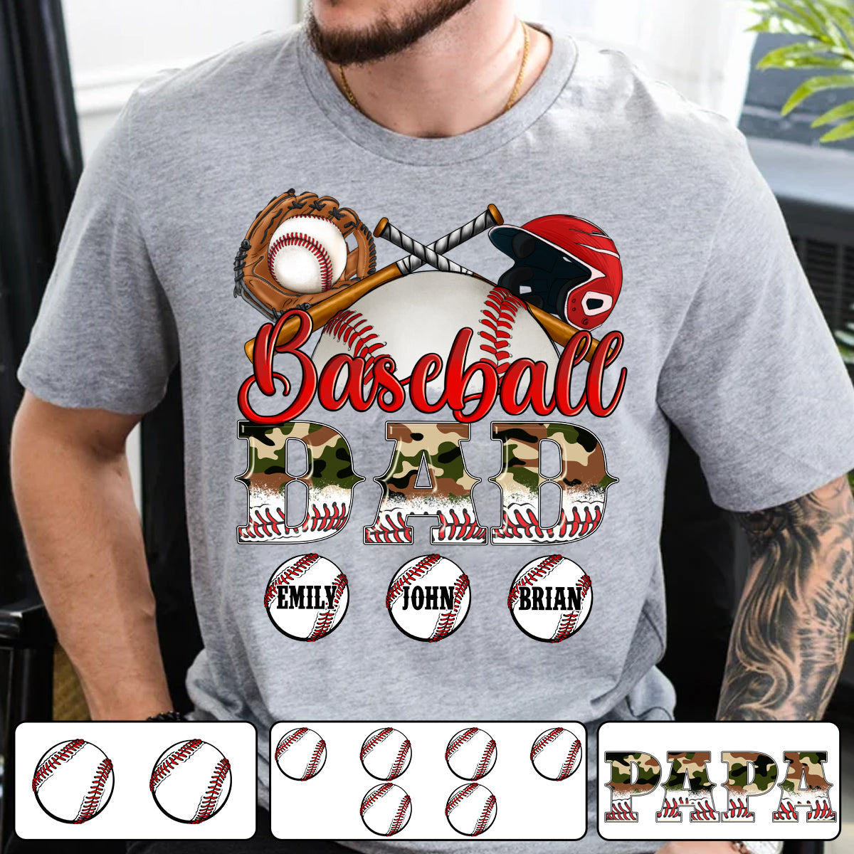 Best Baseball Dad Ever Camouflage - Personalized Father T-shirt And Hoodie