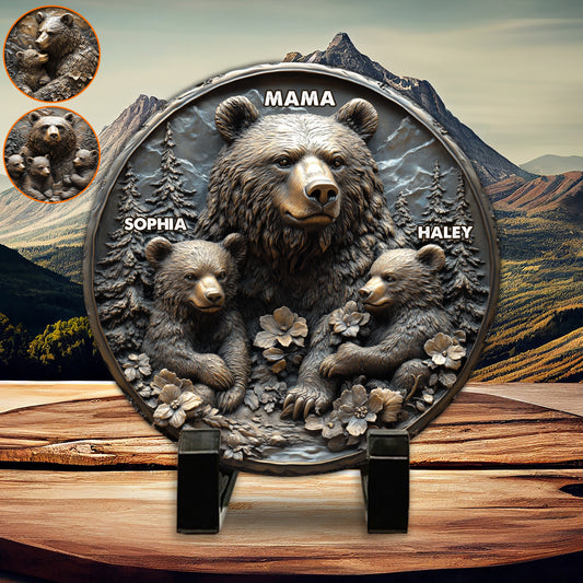 Mama Bear - Personalized Mother Round Shaped Stone