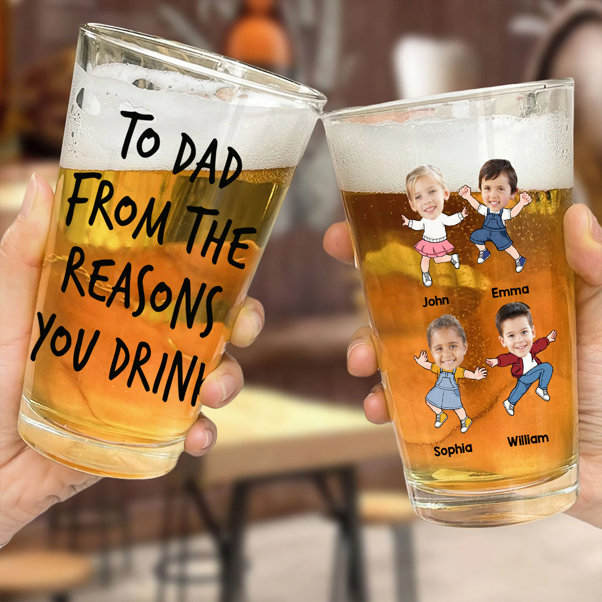 Reasons To Drink - Personalized Father Beer Glass