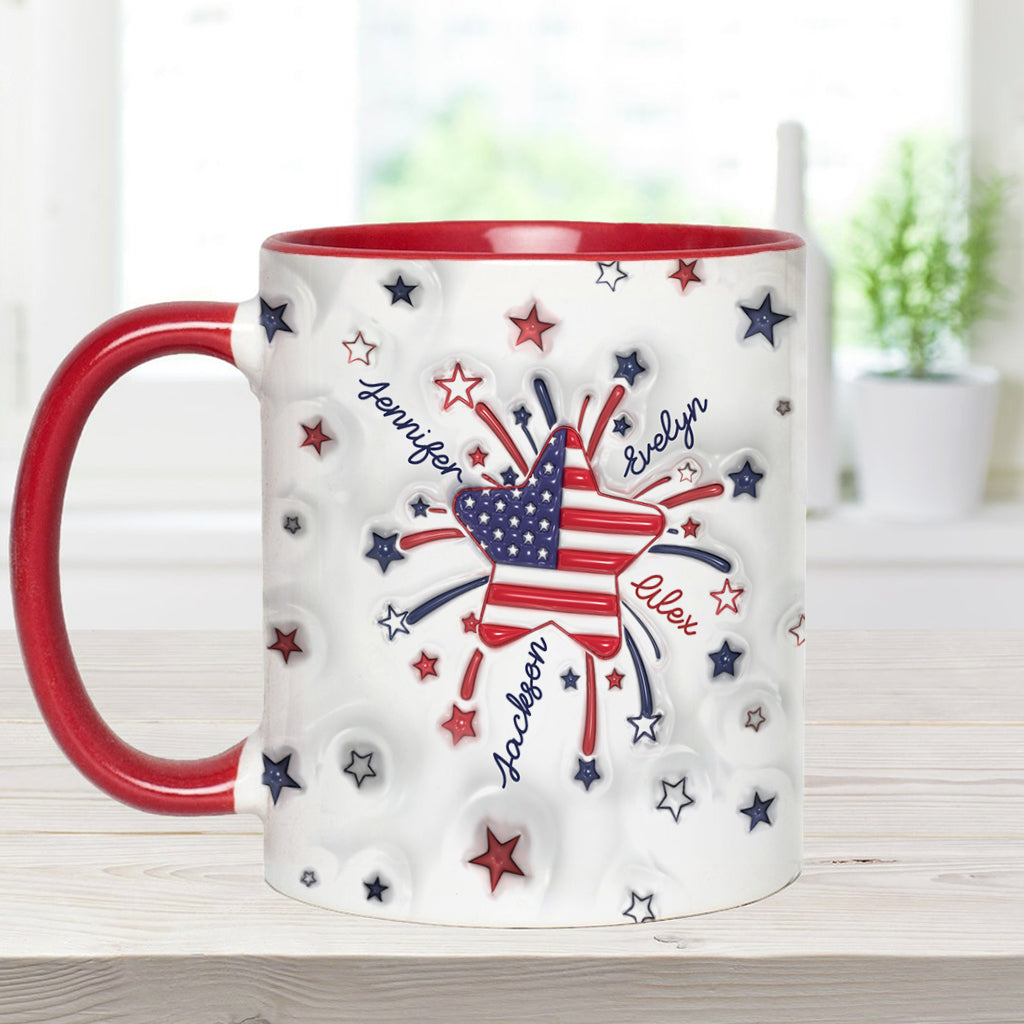 Grandma's Little Star 4th Of July - Personalized Grandma Accent Mug