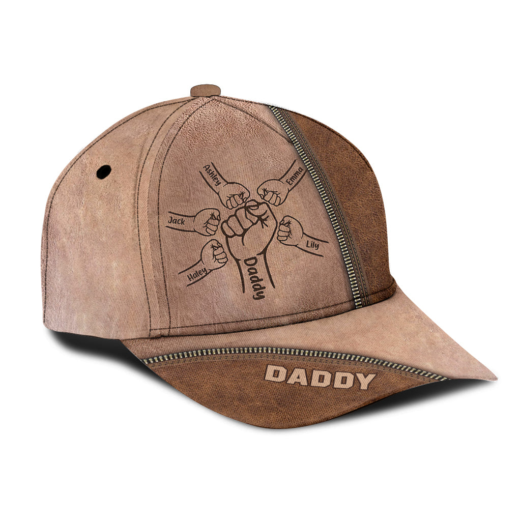 Father And Children Fist Bump - Personalized Father Classic Cap