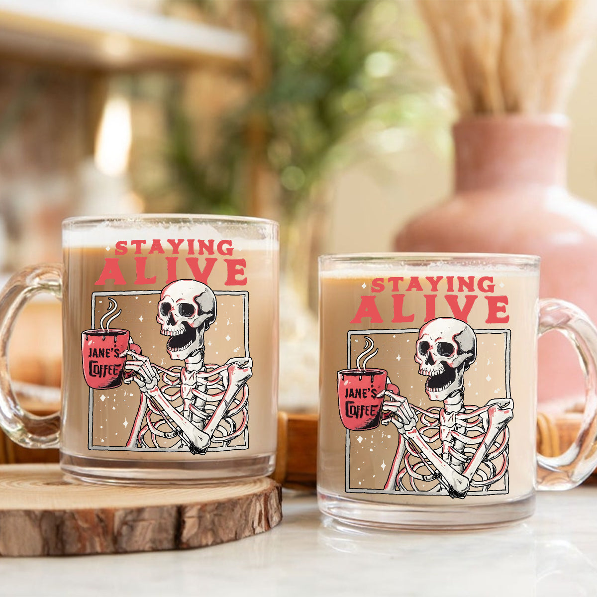 Noch am Leben - Personalisierter Kaffeeglasbecher
