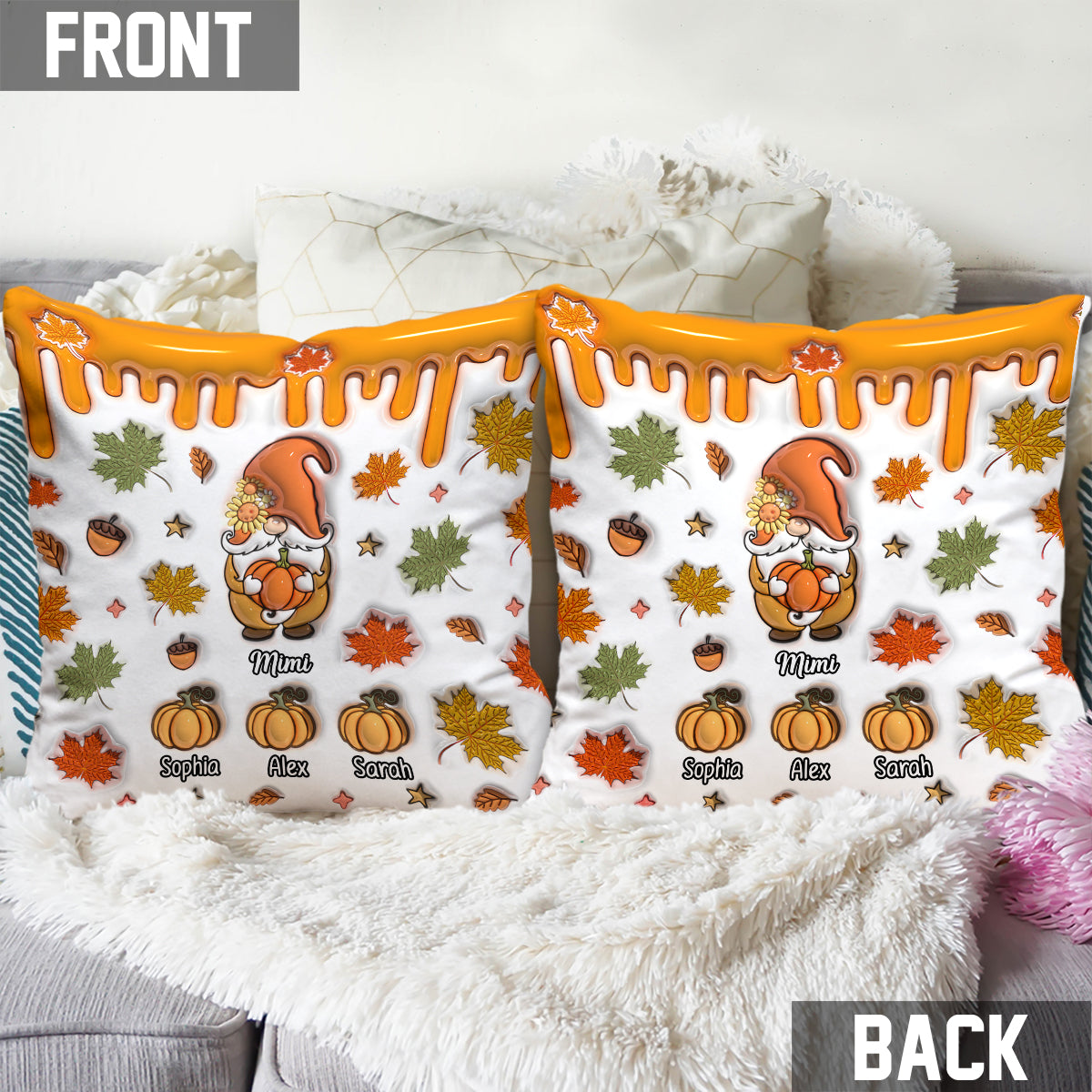 Grandma's Little Pumpkins - Personalized Grandma Throw Pillow