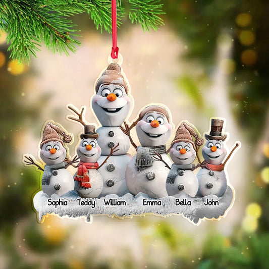 Famille Bonhomme de Neige - Ornement familial personnalisé en forme de famille
