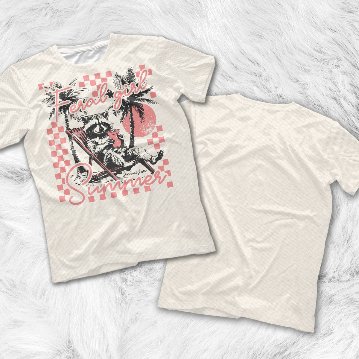 Feral Girl Sommer – Personalisiertes Waschbär-Shirt und Damen-Shorts