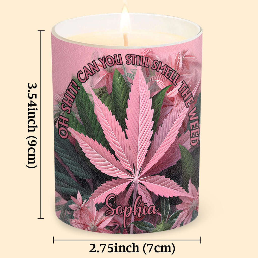 Rose dans mon coin - Bougie personnalisée au cannabis avec couvercle en bois