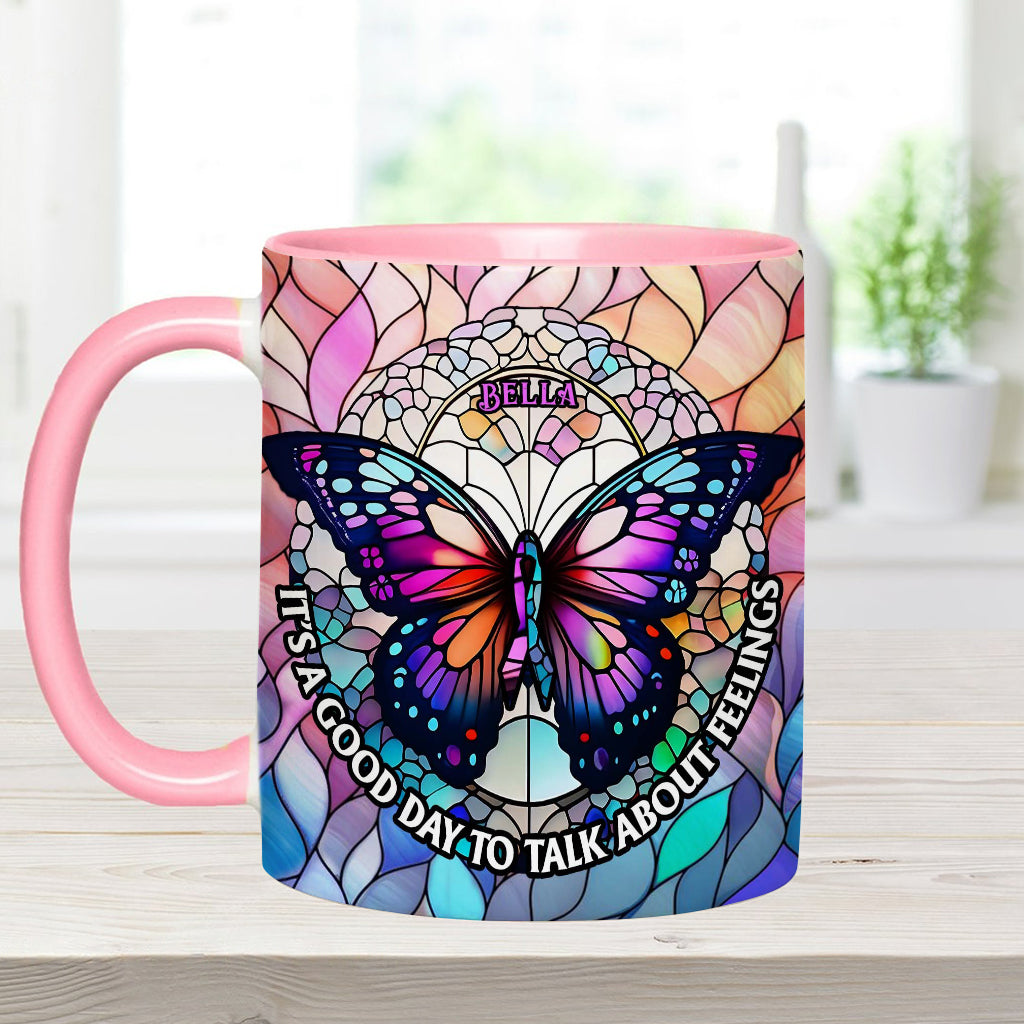 Heute ist ein guter Tag, um über Gefühle zu sprechen – personalisierte Tasse
