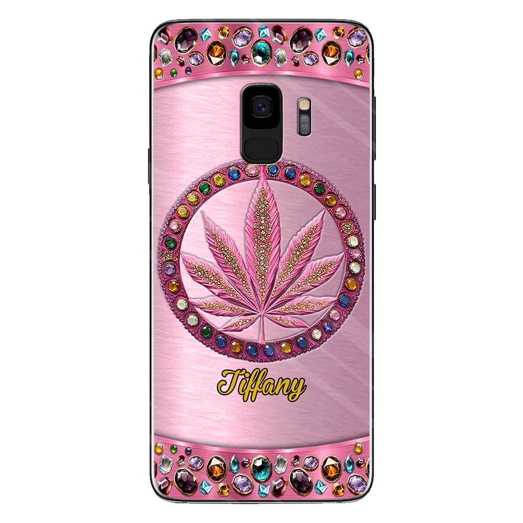 Stoner Chick – Personalisierte, durchsichtige Handyhülle mit Weed-Motiv