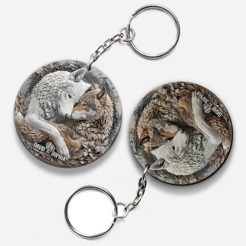 Wolfspaar – Personalisierter Wolfs-Schlüsselanhänger