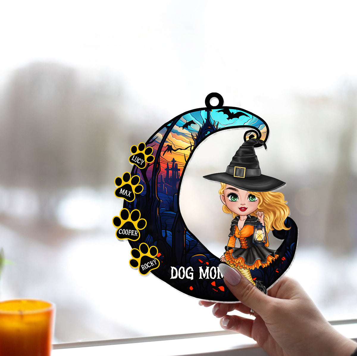 Dog Mom - Personalized Dog Window Hanging Suncatcher Ornament