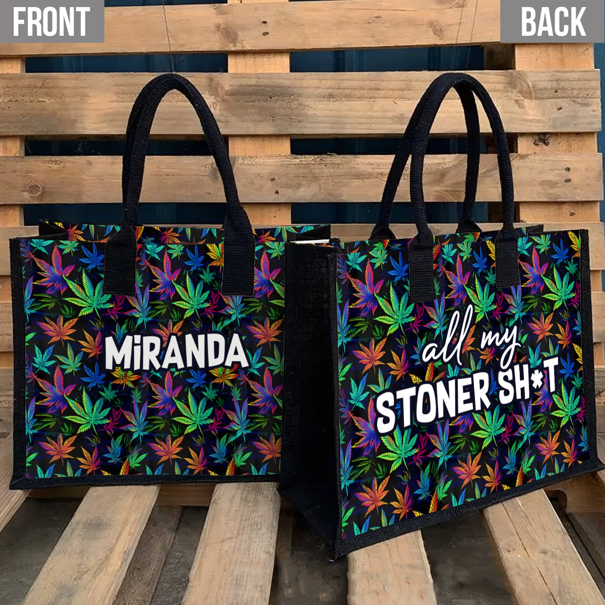 Mein ganzer Kifferkram – Personalisierte Tragetasche aus Canvas für Cannabis