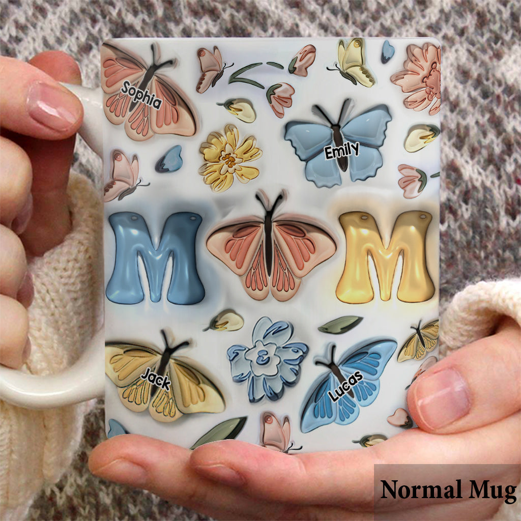 Mother And Children Butterfly - Personalized Mother Mug