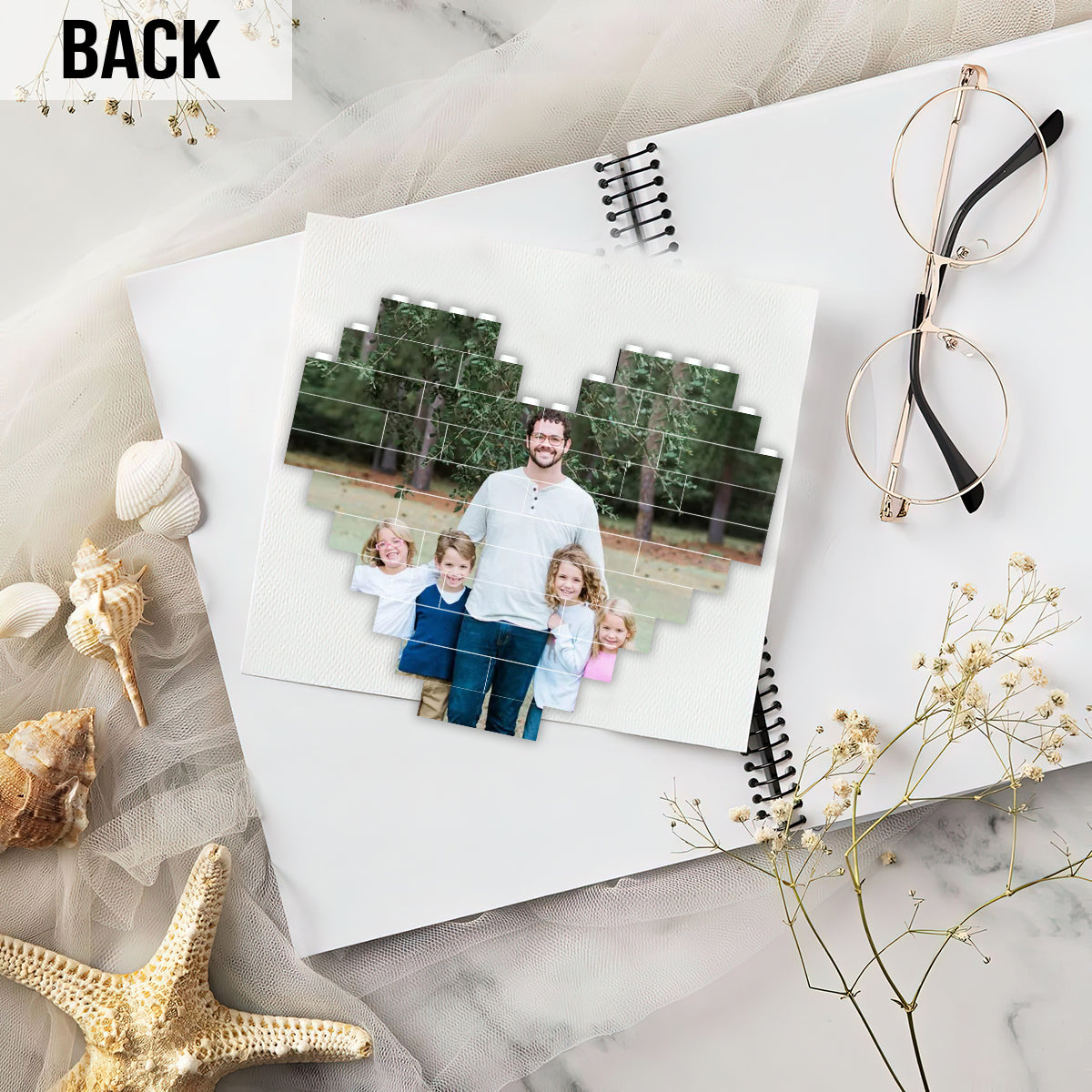 Happy Father's Day Best Dad Ever Back View Man Kids - Personalized Father Heart Building Brick Blocks Printed On Both Sides