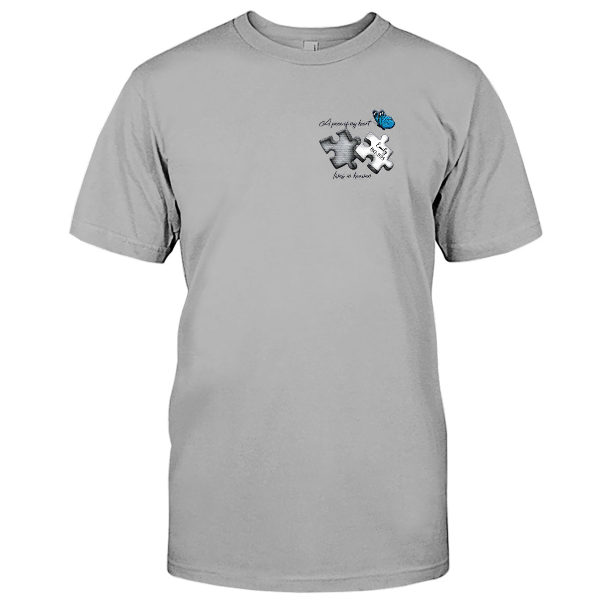 Memorial Butterfly Dragonfly Heaven Feather - Personalized Memorial Embroidered T-shirt