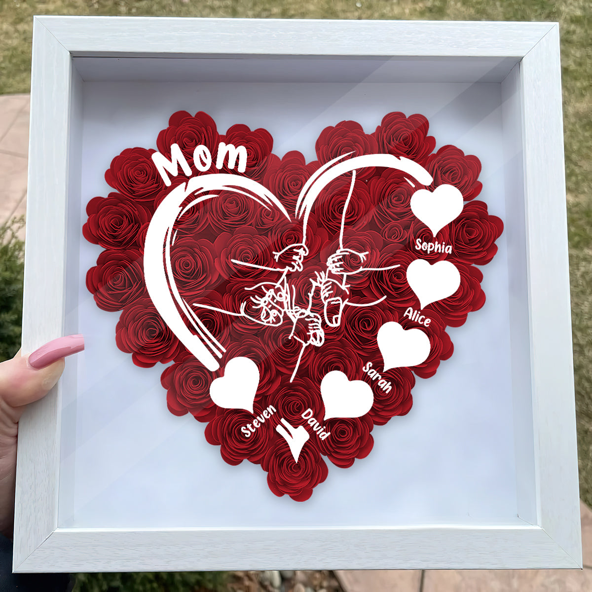 We Love You Nana - Personalized Grandma Flower Shadow Box