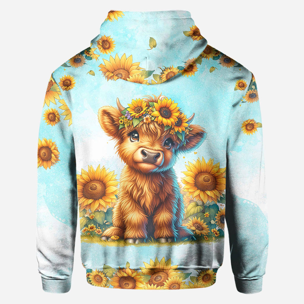 Love Being Called Grandma Highland Cow Sunflower - Personalized All Over Shirt
