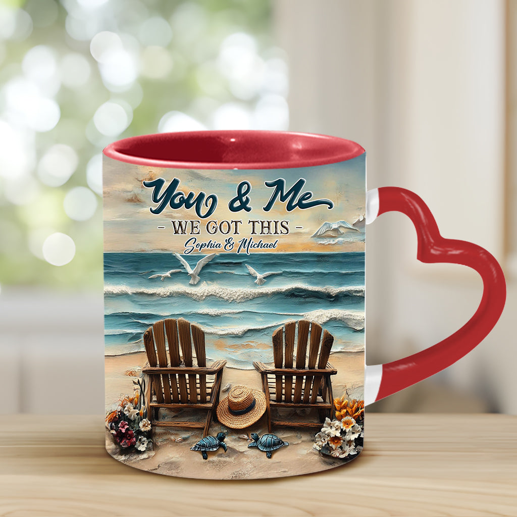 And So Together They Built A Life They Loved - Personalized Couple Heart Handle Mug
