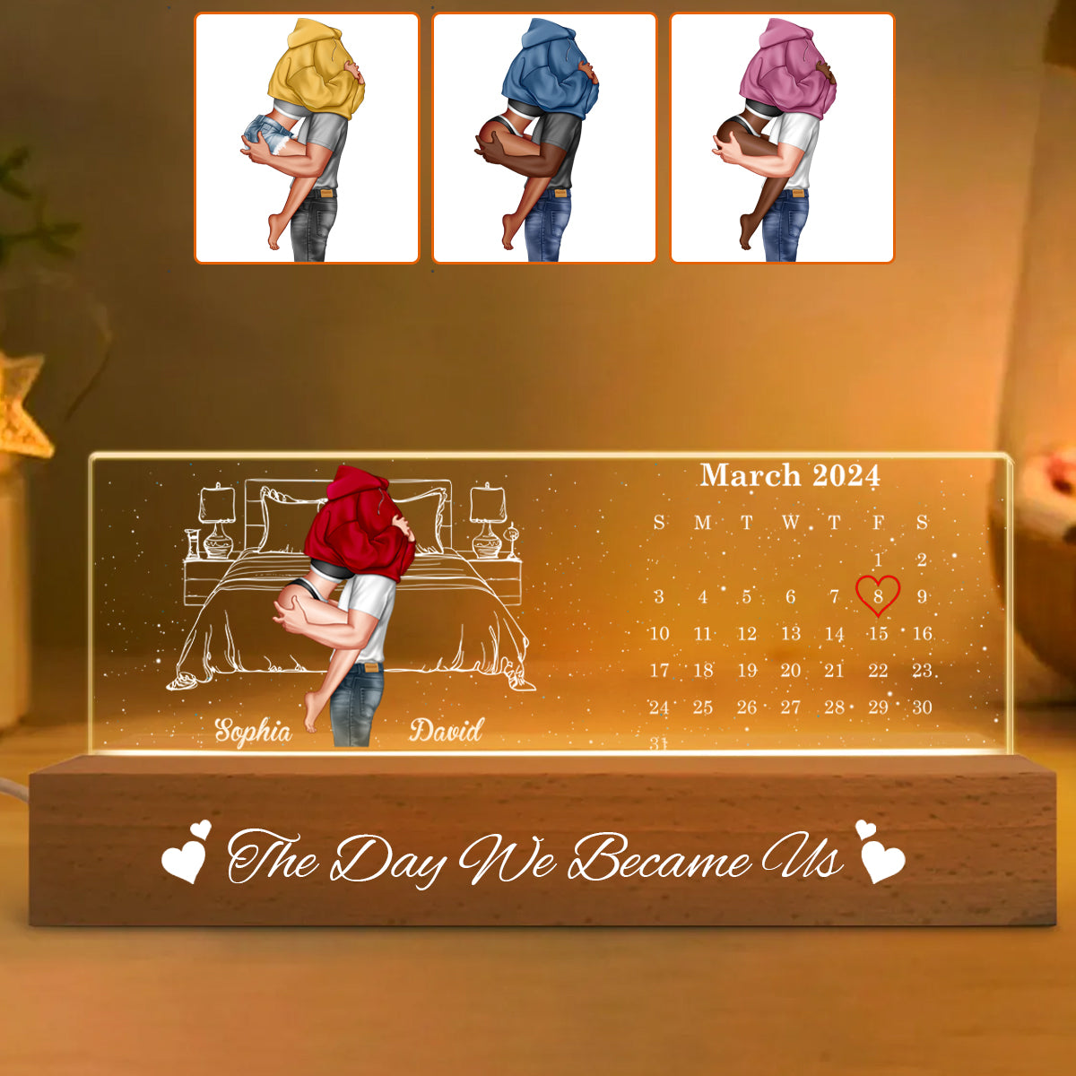 The Day We Became Us - Personalized Couple Custom LED Night Light