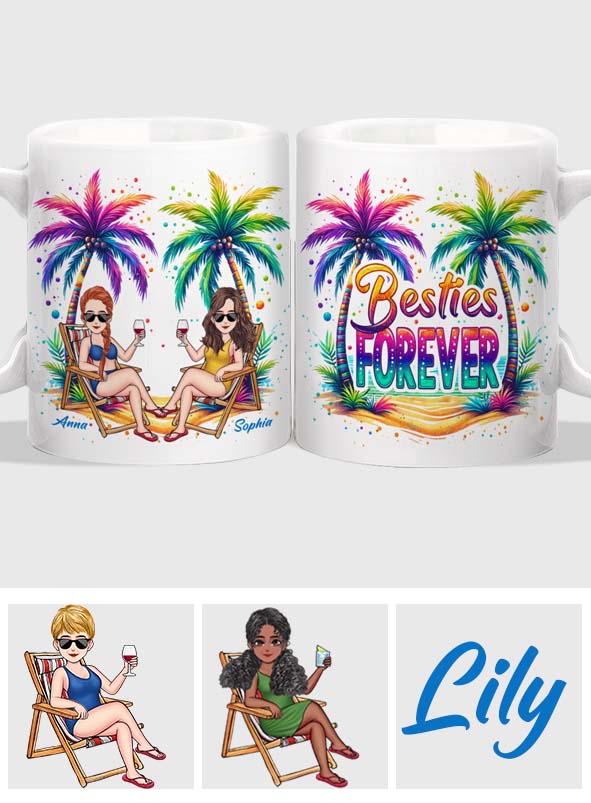 Beste Freundinnen für immer – Sommerfeeling – Personalisierte Tasse für Meeresliebhaber