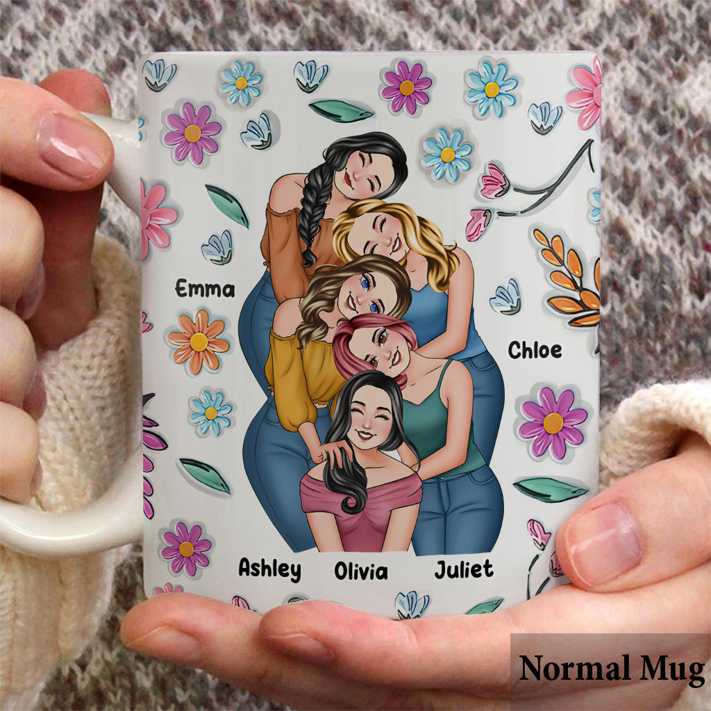 Besties Forever Floral Style - Personalized Bestie Mug