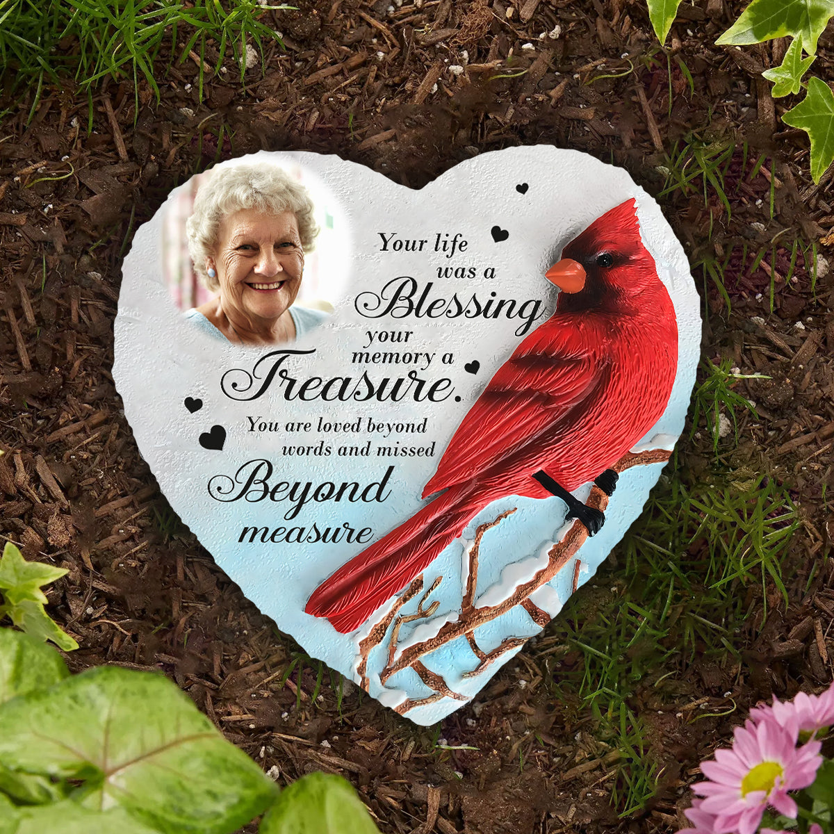 Your Life Was A Blessing Your Memory Was A Treasure - Personalized Memorial Heart Shaped Stone
