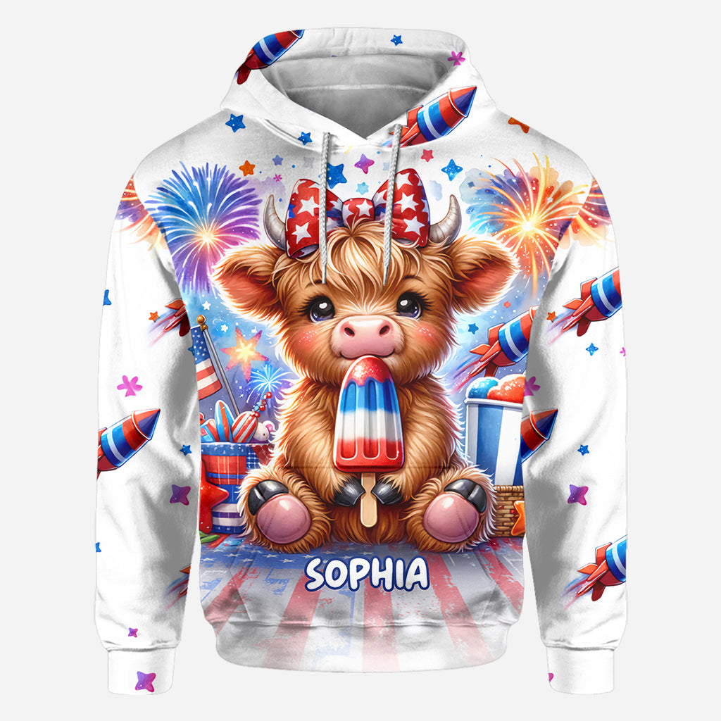4th Of July Highland Cow - Personalized All Over Shirt