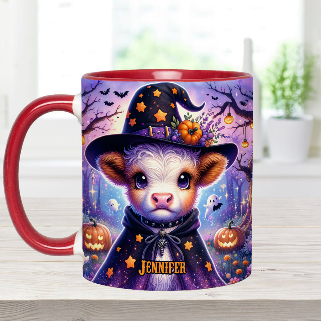 Baby Highland Cow Witch Halloween - Personalized Accent Mug