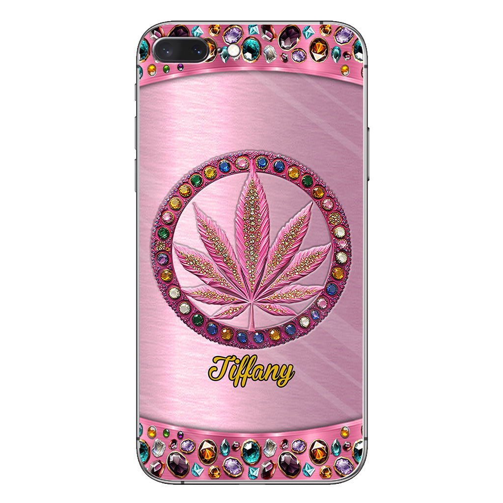 Stoner Chick – Personalisierte, durchsichtige Handyhülle mit Weed-Motiv