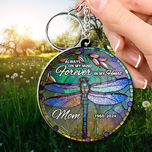 Always On My Mind Forever In My Heart - Personalized Memorial Transparent Keychain