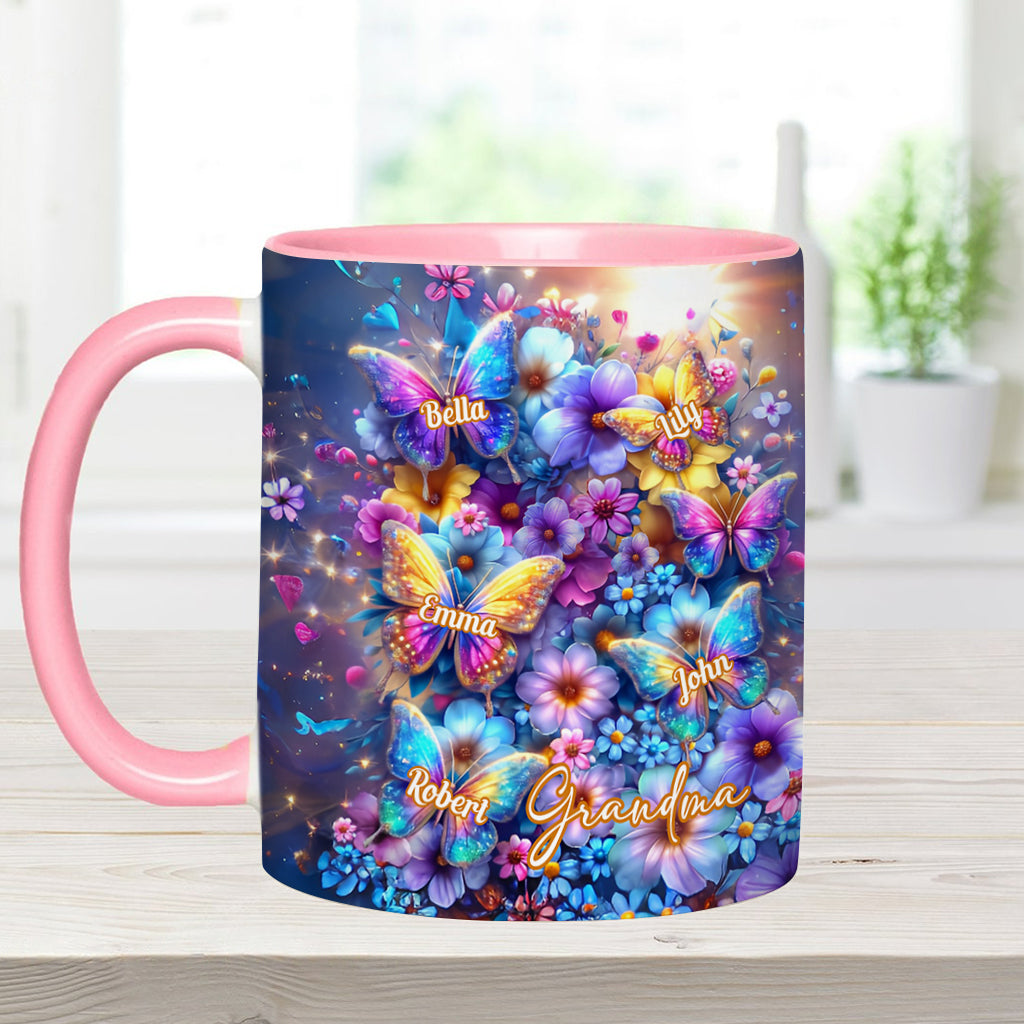 Love Being Called Grandma Colorful Butterfly - Personalized Grandma Accent Mug