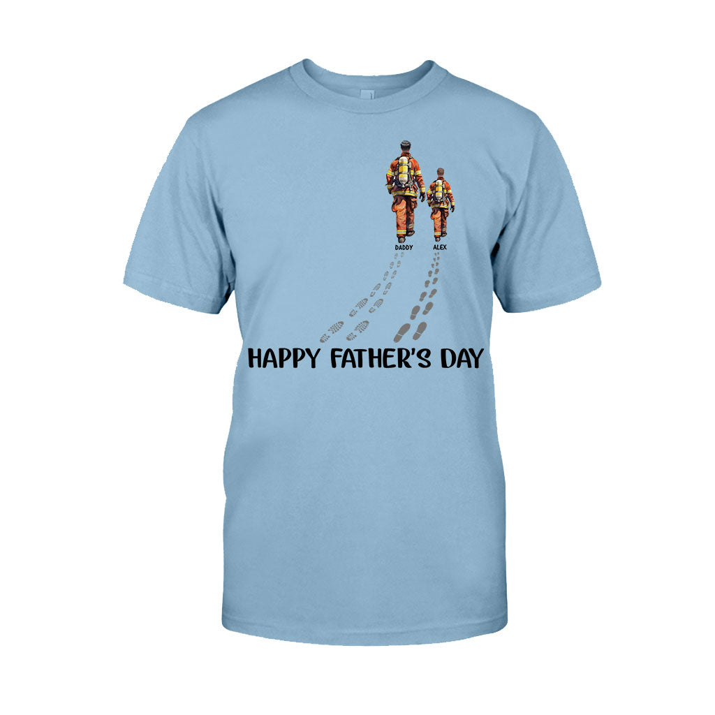 Happy Father's Day Firefighter Dad - Personalized Firefighter T-shirt And Hoodie