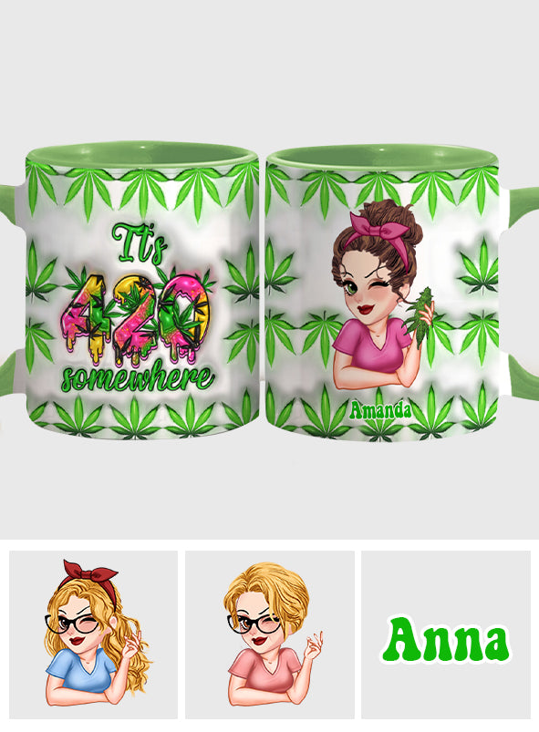 Mug personnalisé « C'est 420 quelque part » avec une touche cannabis