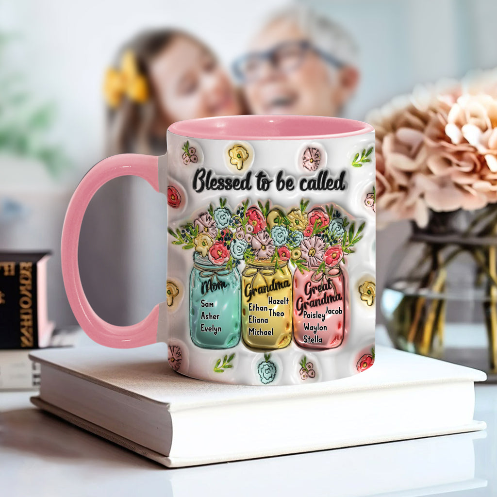 Blessed To Be Called - Personalized Grandma Accent Mug