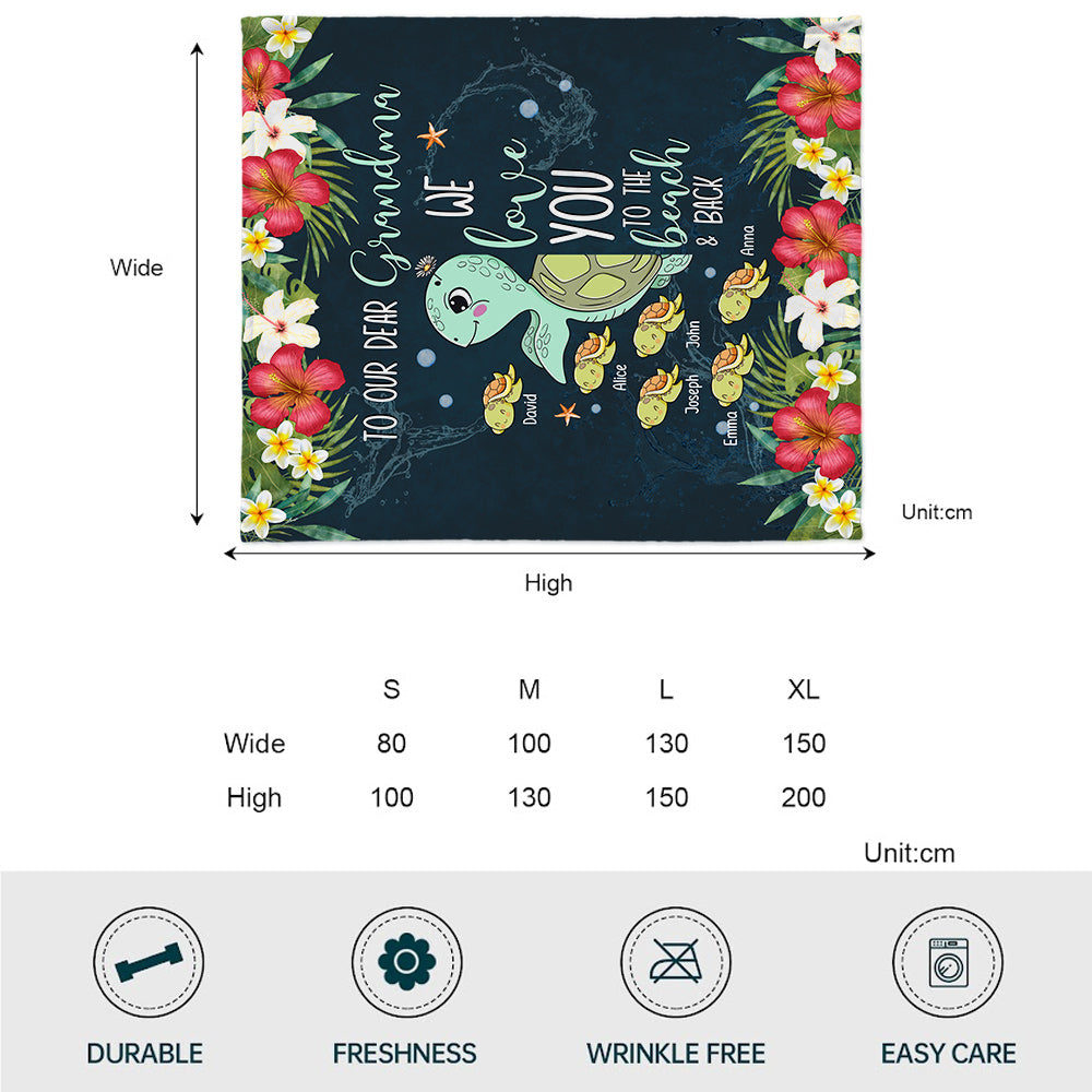 We Love You To The Beach And Back - Personalized Grandma Blanket