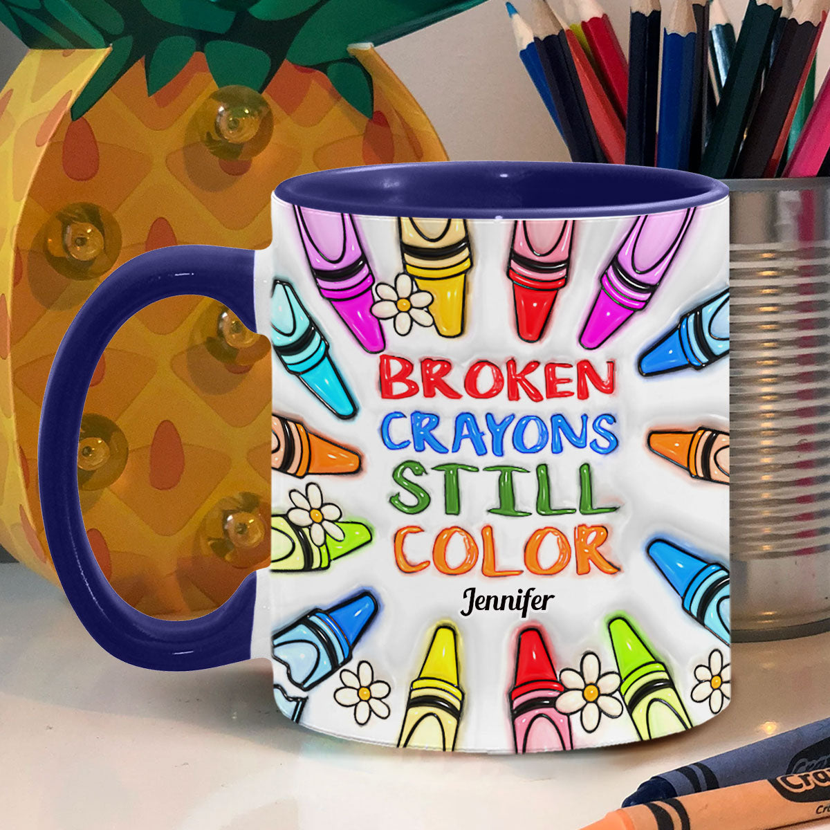 Broken Crayons Still Color - Personalized Suicide Prevention Accent Mug