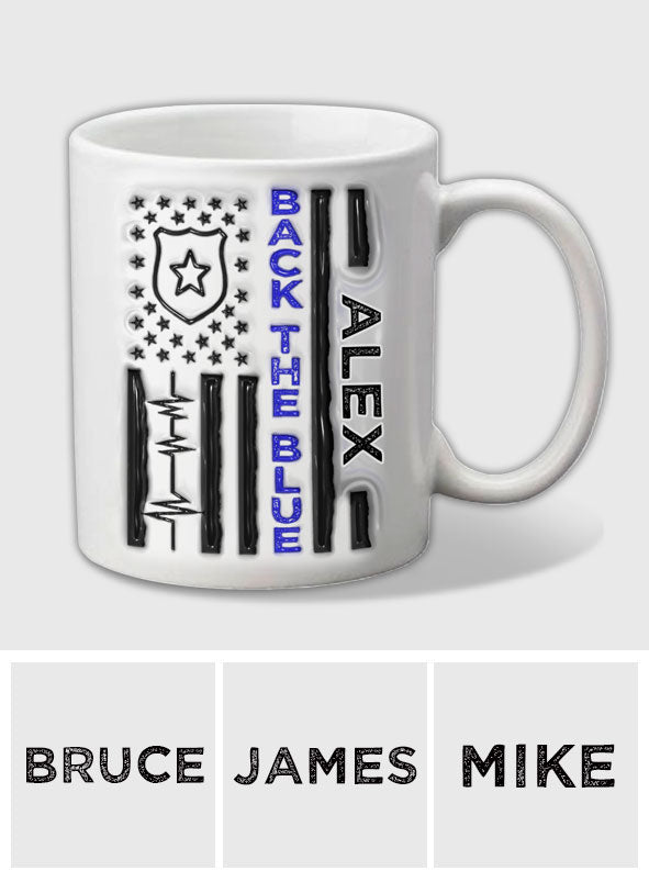 Mug personnalisé « Soutien aux forces de l'ordre » pour le 4 juillet - Fête nationale américaine