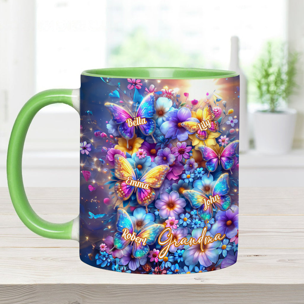 Love Being Called Grandma Colorful Butterfly - Personalized Grandma Accent Mug