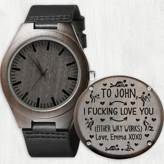I Love You - Personalized Couple Personalized Engraved Wooden Watch