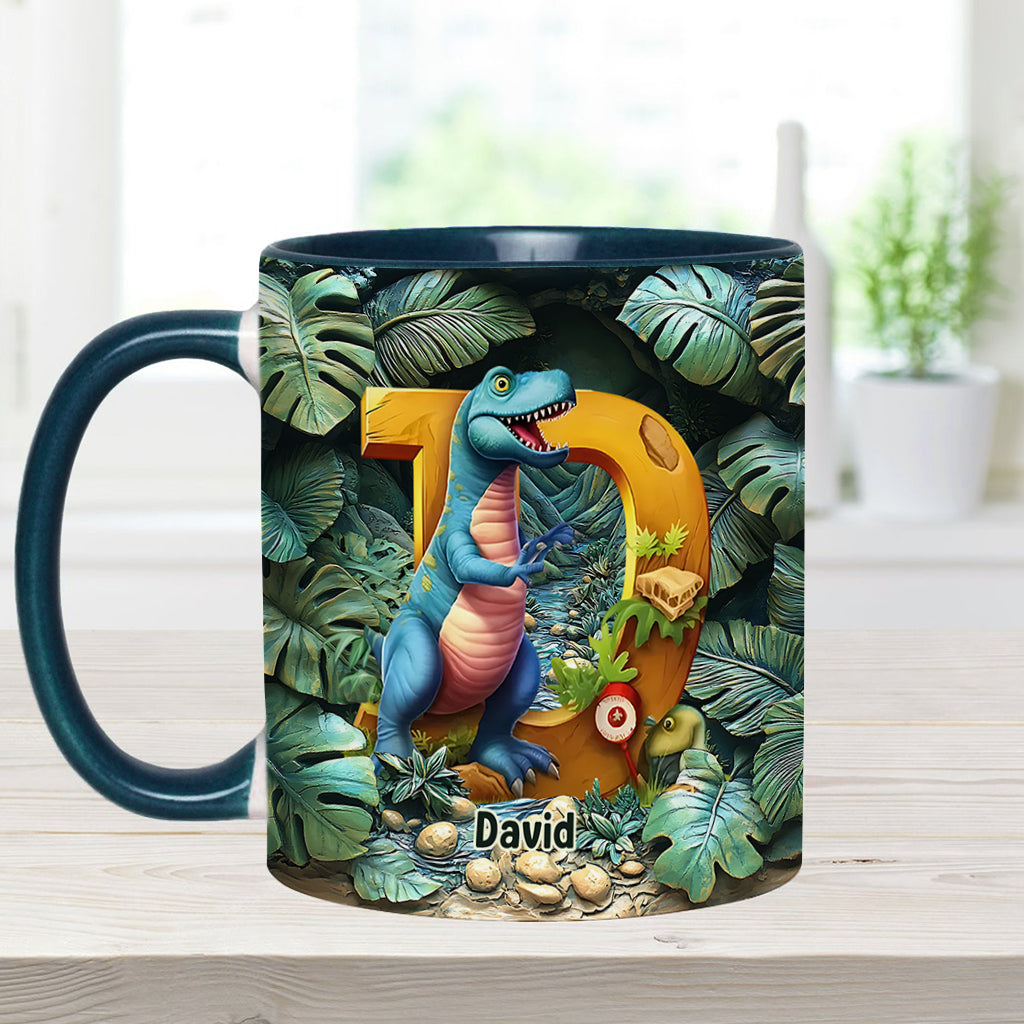 Mug personnalisé pour enfant avec lettre dinosaure