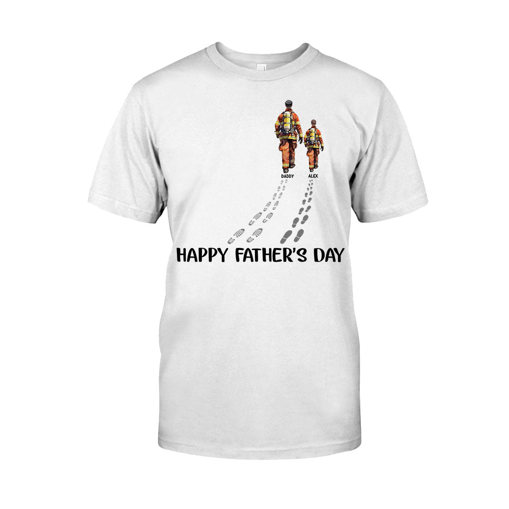Happy Father's Day Firefighter Dad - Personalized Firefighter T-shirt And Hoodie