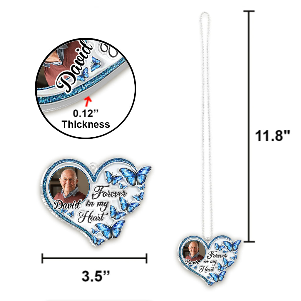 Forever In My Heart - Personalized Memorial Custom Shaped Car Ornament